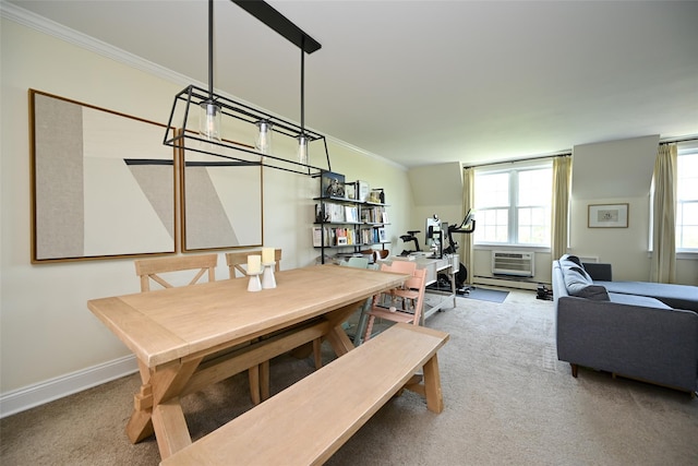 206-05 Emily Rd Unit 6U, Bayside, NY 11360 - dining room with ornamental molding, carpet floors, and healthy amount of natural light