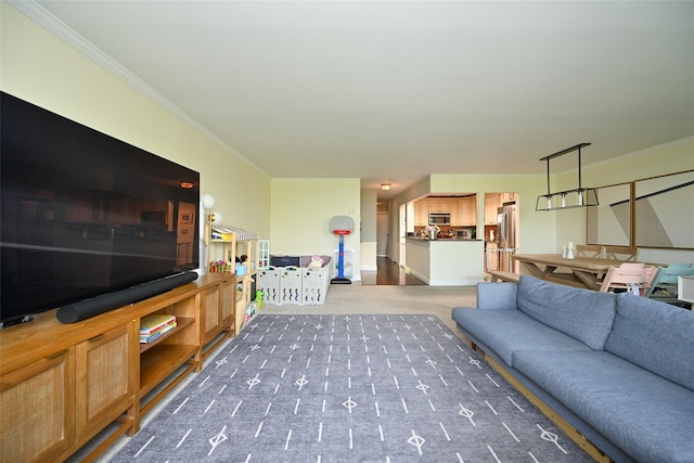 206-05 Emily Rd Unit 6U, Bayside, NY 11360 - living room with carpet flooring and ornamental molding