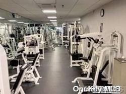 206-05 Emily Rd Unit 6U, Bayside, NY 11360 - exercise room featuring a water view and a drop ceiling