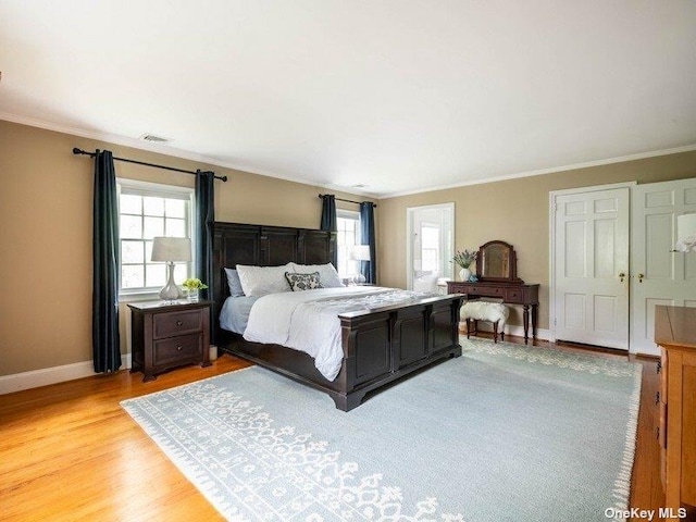 22 Homer Pl, Manhasset, NY 11030 - bedroom with ornamental molding, multiple windows, light wood-style flooring, and baseboards