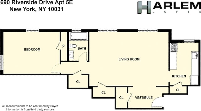 690 Riverside Dr Unit 5E, New York Manhattan, NY 10031 - floor plan / room layout