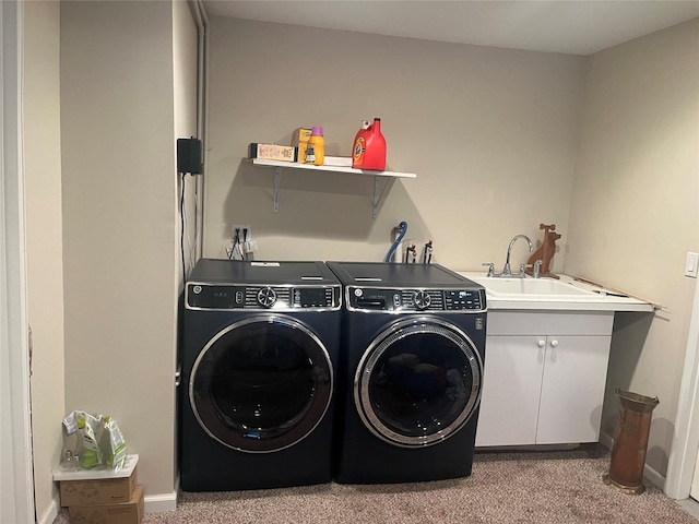 70 Pacific St, North Babylon, NY 11703 - laundry room featuring washer and dryer, carpet floors, and cabinet space