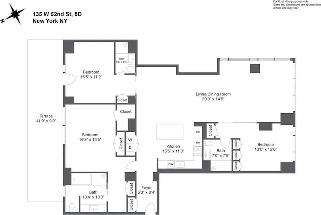 135 W 52nd St Unit 8D, New York Manhattan, NY 10019 - home floor plan