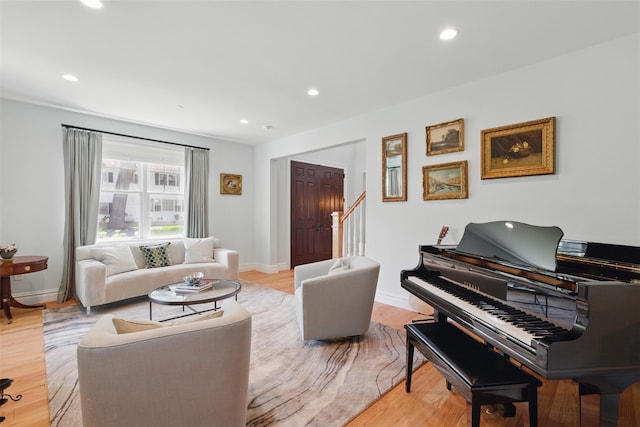 9 Constance Ave, Dobbs Ferry, NY 10522 - living area with light wood-style floors, recessed lighting, baseboards, and stairway