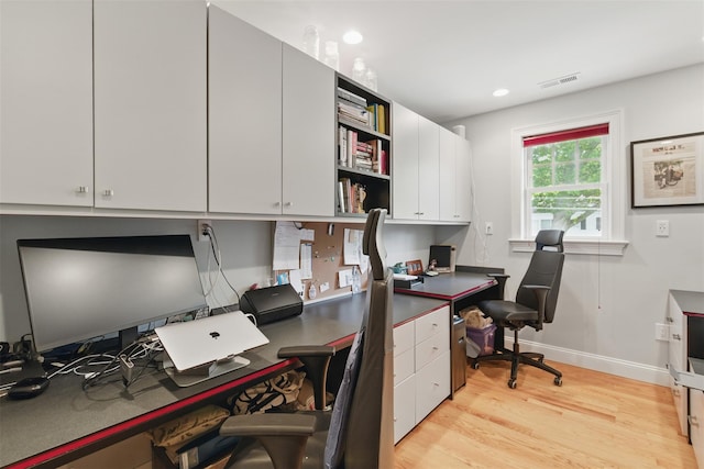 9 Constance Ave, Dobbs Ferry, NY 10522 - home office with light wood finished floors, baseboards, and recessed lighting