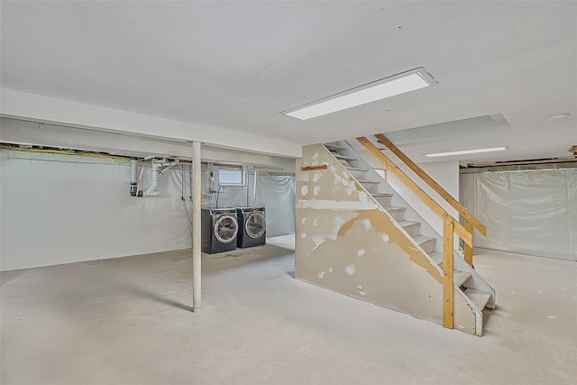 26 Richard Ave, Ronkonkoma, NY 11779 - unfinished basement featuring washer and clothes dryer and stairway