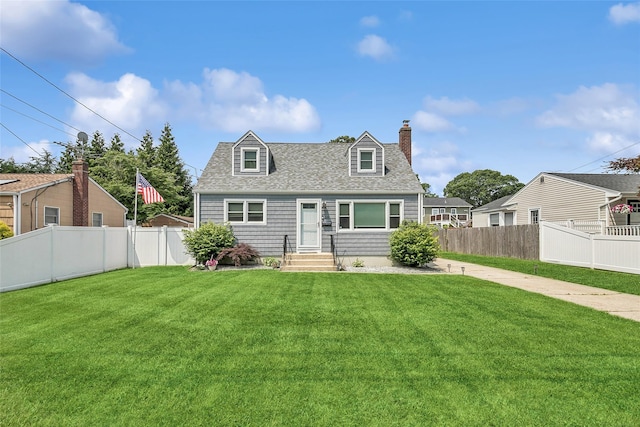 26 Richard Ave, Ronkonkoma, NY 11779 - view of front of property with a fenced backyard, a chimney, and roof with shingles
