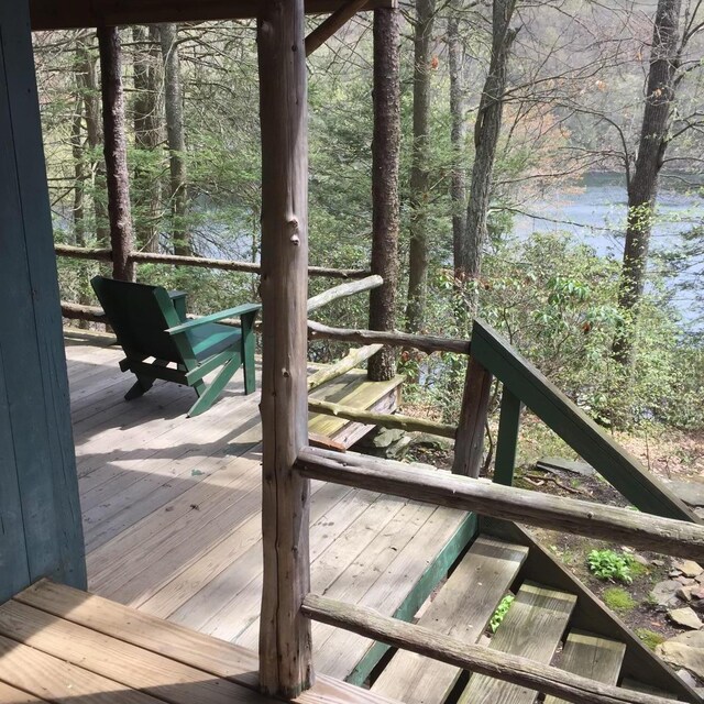 215 Little Pond Rd, Pawling, NY 12564 - wooden deck with a water view
