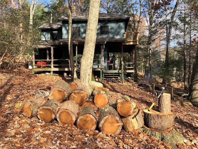 215 Little Pond Rd, Pawling, NY 12564 - rear view of house featuring a wooden deck and a shingled roof