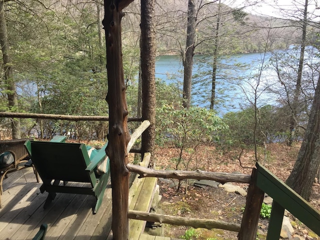 215 Little Pond Rd, Pawling, NY 12564 - wooden terrace featuring a water view and a view of trees