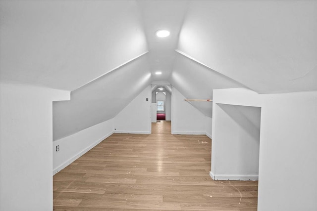 11148 128th St, South Ozone Park, NY 11420 - bonus room featuring vaulted ceiling, wood finished floors, recessed lighting, and baseboards