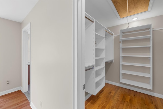 16 Hidden View Dr, Newburgh, NY 12550 - walk in closet with wood finished floors and attic access
