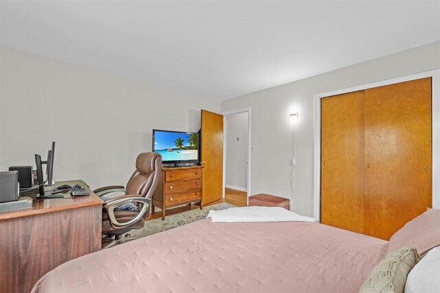 5 Fairview Ave, New Paltz, NY 12561 - bedroom featuring a desk, wood finished floors, and baseboards