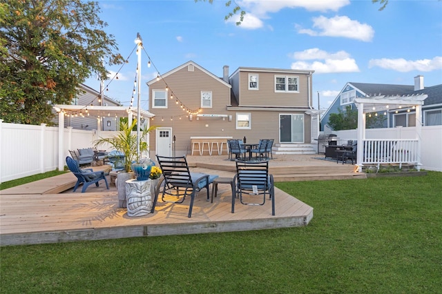22 Martha St, Freeport, NY 11520 - rear view of property with a pergola, a deck, and outdoor dining area
