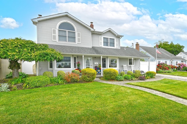 29 Andrew Ln, Levittown, NY 11756 - view of front of house featuring a chimney and covered porch