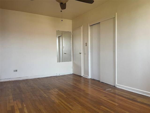1480 Thieriot Ave Unit 6O, Bronx, NY 10460 - unfurnished bedroom with dark wood finished floors, a closet, and ceiling fan