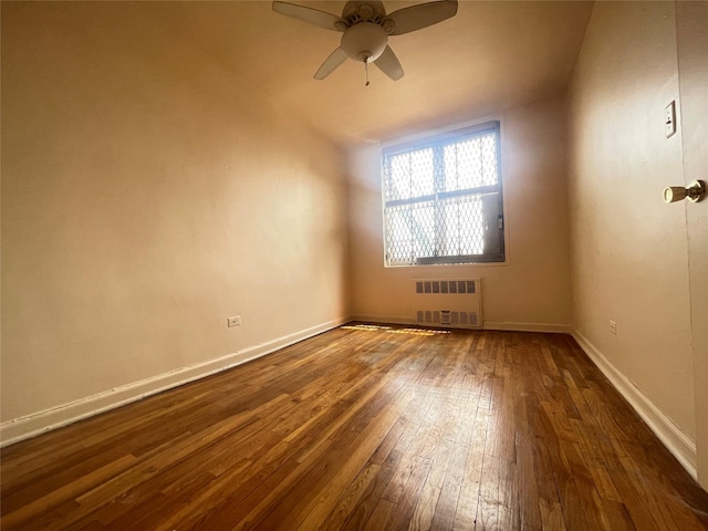 1480 Thieriot Ave Unit 6O, Bronx, NY 10460 - empty room with radiator, dark wood-style floors, and ceiling fan