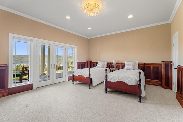 436 Steuben St, Call Listing Agent, NY 14891 - bedroom with carpet floors, access to outside, multiple windows, ornamental molding, and recessed lighting