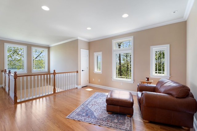 436 Steuben St, Call Listing Agent, NY 14891 - sitting room featuring plenty of natural light, wood finished floors, baseboards, ornamental molding, and recessed lighting
