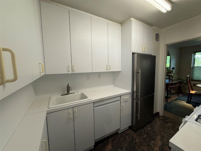177 E Hartsdale Ave Unit 2Y, Hartsdale, NY 10530 - kitchen featuring freestanding refrigerator, dishwasher, a sink, and light countertops