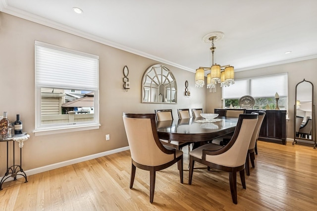 287 Atlantic Ave, Massapequa Park, NY 11762 - dining room with a chandelier, light wood-style flooring, ornamental molding, and recessed lighting