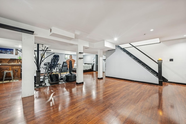 287 Atlantic Ave, Massapequa Park, NY 11762 - exercise room with wood finished floors and recessed lighting