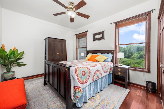204 Moore Rd, Germantown, NY 12526 - bedroom with baseboards, wood finished floors, and ceiling fan