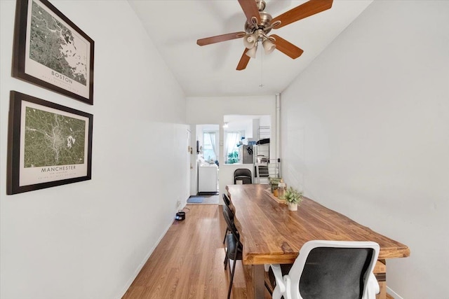 616 E 9th St Unit 2W, New York Manhattan, NY 10009 - dining area featuring light wood-style floors, ceiling fan, and baseboards