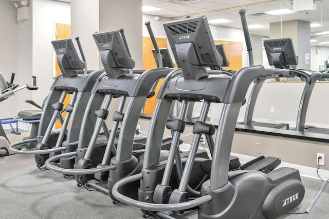26910 Grand Central Pkwy Unit 11L, Floral Park, NY 11005 - gym featuring a drop ceiling