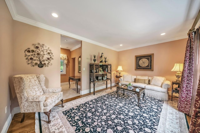 13 Locust Ln, Upper Brookville, NY 11545 - living area with recessed lighting, crown molding, and wood finished floors