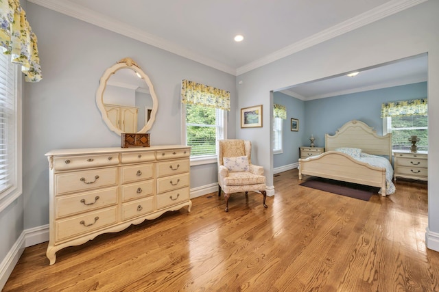 13 Locust Ln, Upper Brookville, NY 11545 - bedroom with light wood-type flooring, crown molding, and recessed lighting