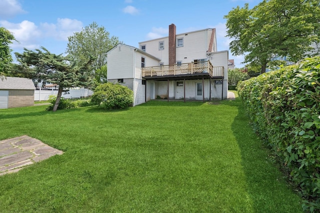 151AKA149 Stone Ave, Yonkers, NY 10701 - rear view of property featuring a yard, a wooden deck, and a chimney