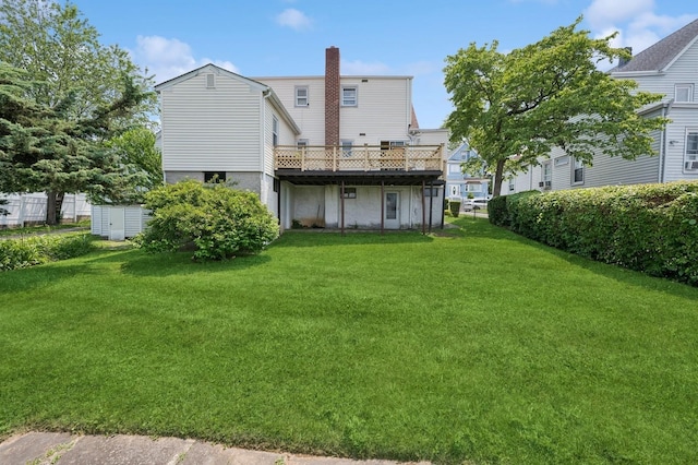151AKA149 Stone Ave, Yonkers, NY 10701 - rear view of house featuring a chimney, a yard, and a deck