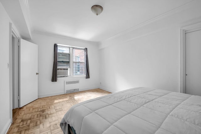 3750 Hudson Manor Ter Unit 1Dw, Bronx, NY 10463 - bedroom with radiator, crown molding, and baseboards