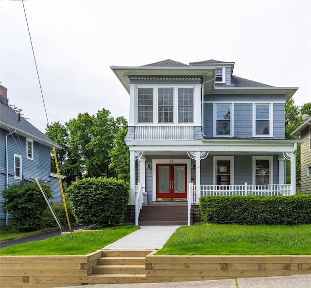35 N St, Newburgh, NY 12550 - view of front of property featuring covered porch and french doors