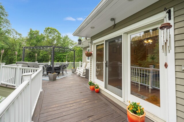83 Mcdonald Rd, Ossining, NY 10562 - wooden terrace with outdoor dining area