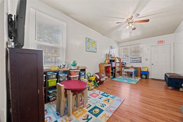 1363 Noble Ave, Bronx, NY 10472 - recreation room with wood finished floors, ceiling fan, and cooling unit