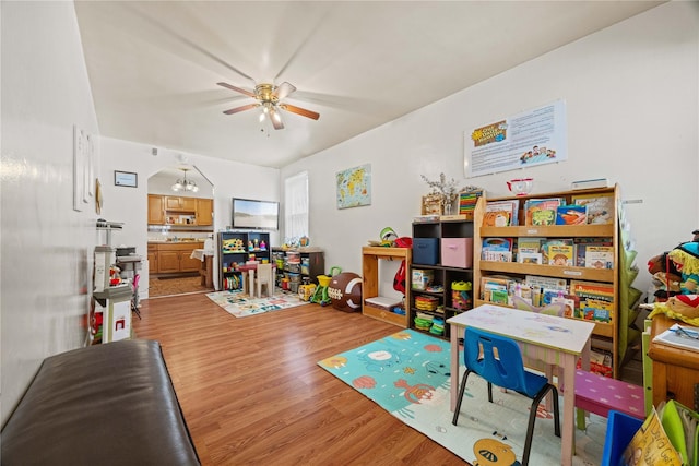1363 Noble Ave, Bronx, NY 10472 - rec room featuring light wood-style floors and a ceiling fan