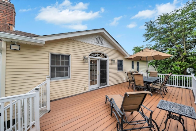 18 Commander Vic Ln, Nesconset, NY 11767 - wooden terrace featuring outdoor dining space