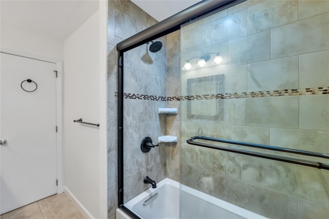 18 Commander Vic Ln, Nesconset, NY 11767 - bathroom with enclosed tub / shower combo, tile patterned flooring, and baseboards