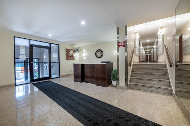 315 W 232nd St Unit 3C, Bronx, NY 10463 - reception area with recessed lighting, crown molding, and stairs