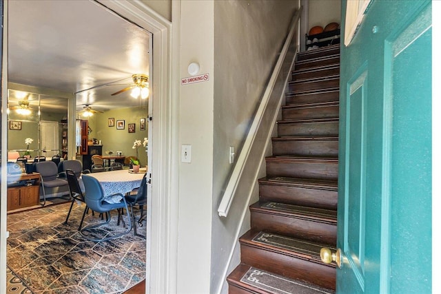 196-66 67th Ave Unit 1Fl, Fresh Meadows, NY 11365 - stairway with ceiling fan