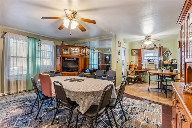 196-66 67th Ave Unit 1Fl, Fresh Meadows, NY 11365 - dining room featuring ceiling fan, healthy amount of natural light, and cooling unit