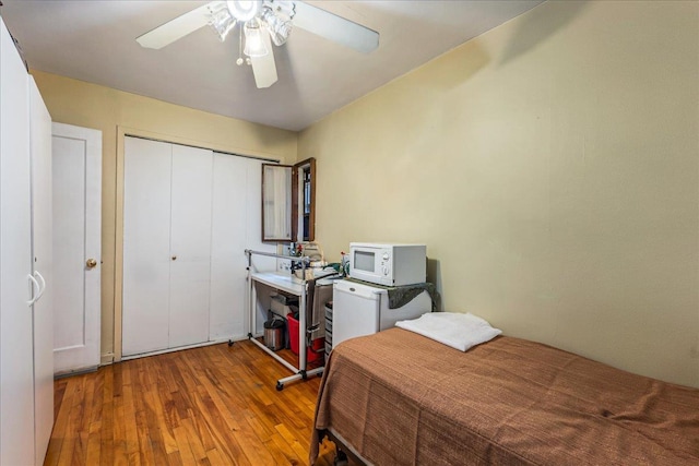 196-66 67th Ave Unit 1Fl, Fresh Meadows, NY 11365 - bedroom with wood finished floors, a closet, and ceiling fan