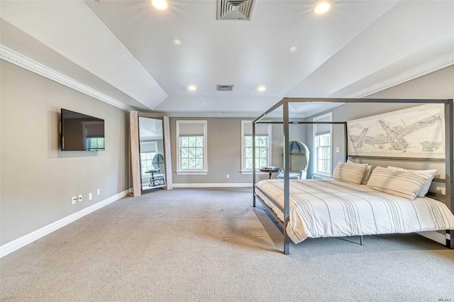 9 Stream Ct, Great Neck, NY 11024 - carpeted bedroom featuring baseboards, ornamental molding, and recessed lighting