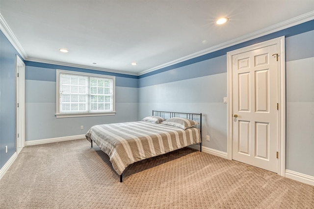 9 Stream Ct, Great Neck, NY 11024 - bedroom with carpet flooring, ornamental molding, baseboards, and recessed lighting