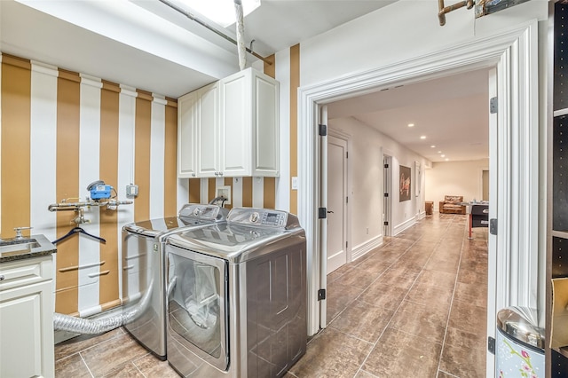 9 Stream Ct, Great Neck, NY 11024 - laundry area with cabinet space and independent washer and dryer