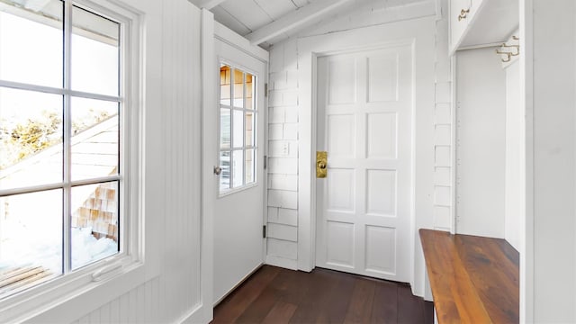234 Dune Rd, Quogue, NY 11959 - doorway to outside featuring dark wood-type flooring