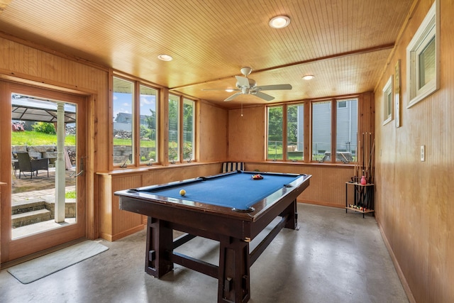 67 Keats Dr, New Windsor, NY 12553 - playroom featuring concrete flooring, healthy amount of natural light, billiards, and wooden walls