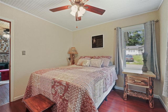34 Argyle St, Lake Peekskill, NY 10537 - bedroom with wood finished floors, ornamental molding, baseboards, and ceiling fan